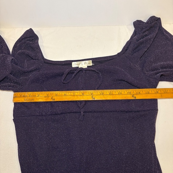 Heart&Moon Fit & Flare Long Sleeve Bodycon MIDI Dress Glittery Purple Sz XL NEW - Picture 5 of 9
